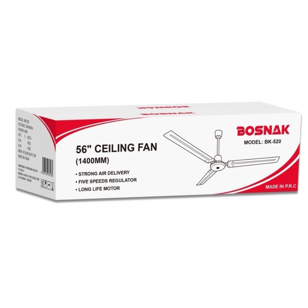 PACK 03 VENTILADORES DE TECHO BOSNAK BK 520 56 PULG 65 W BLANCO - 5