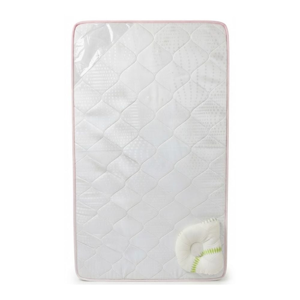 COLCHÓN PARA CUNA BEBE DETALLES ROSADO CON ALMOHADA + PELOTITAS - 1