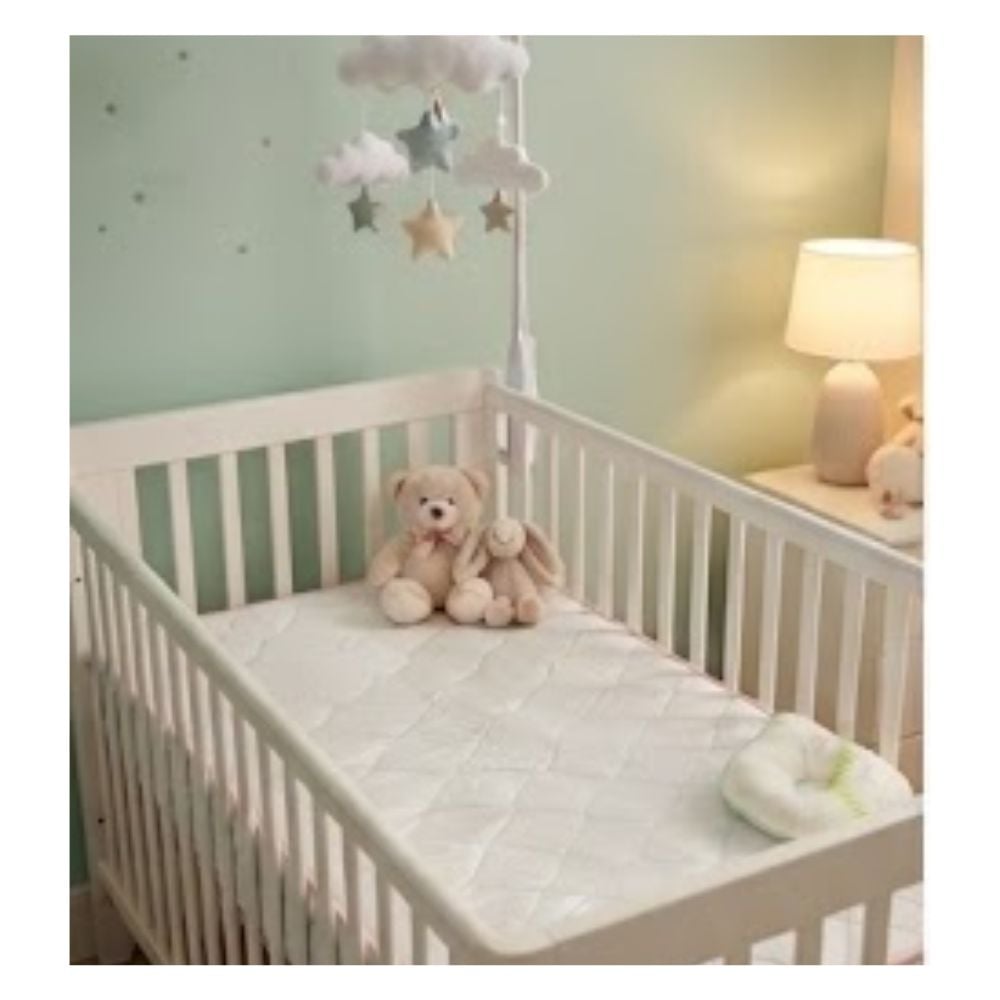 COLCHÓN PARA CUNA BEBE DETALLES ROSADO CON ALMOHADA + PELOTITAS - 2
