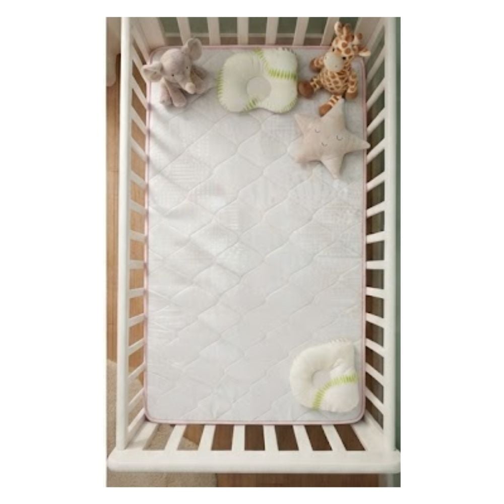 COLCHÓN PARA CUNA BEBE DETALLES ROSADO CON ALMOHADA + PELOTITAS - 4