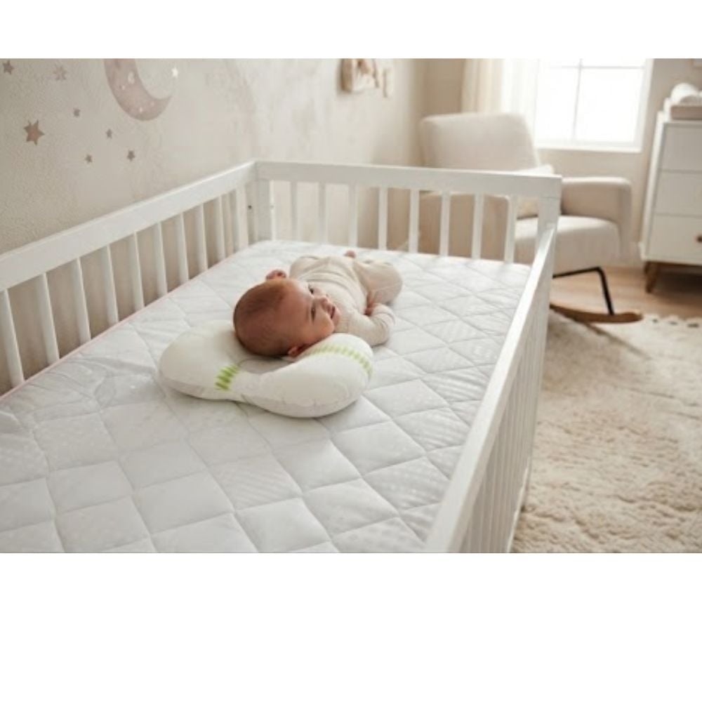 COLCHÓN PARA CUNA BEBE DETALLES ROSADO CON ALMOHADA + PELOTITAS - 5