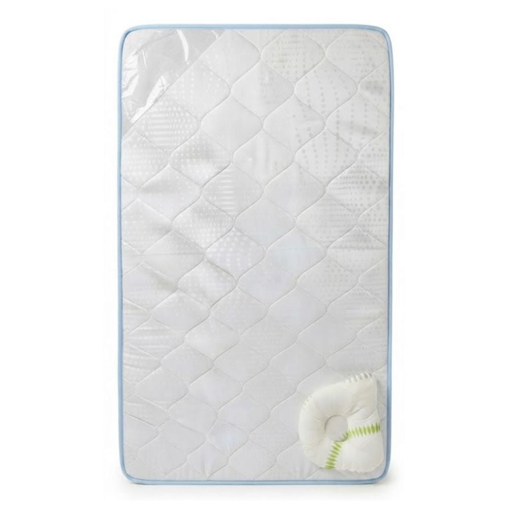 COLCHÓN PARA CUNA BEBE DETALLES CELESTE CON ALMOHADA + PELOTITAS - 1