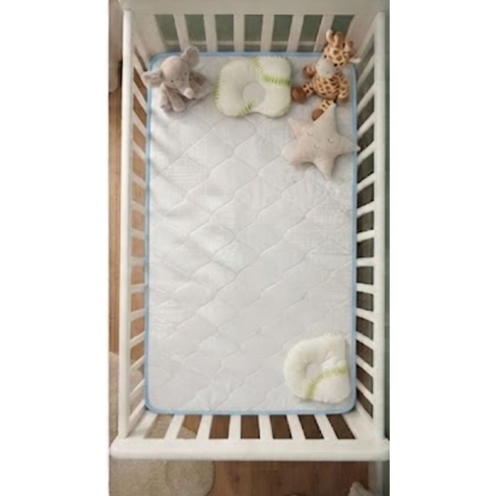 COLCHÓN PARA CUNA BEBE DETALLES CELESTE CON ALMOHADA + PELOTITAS - 2