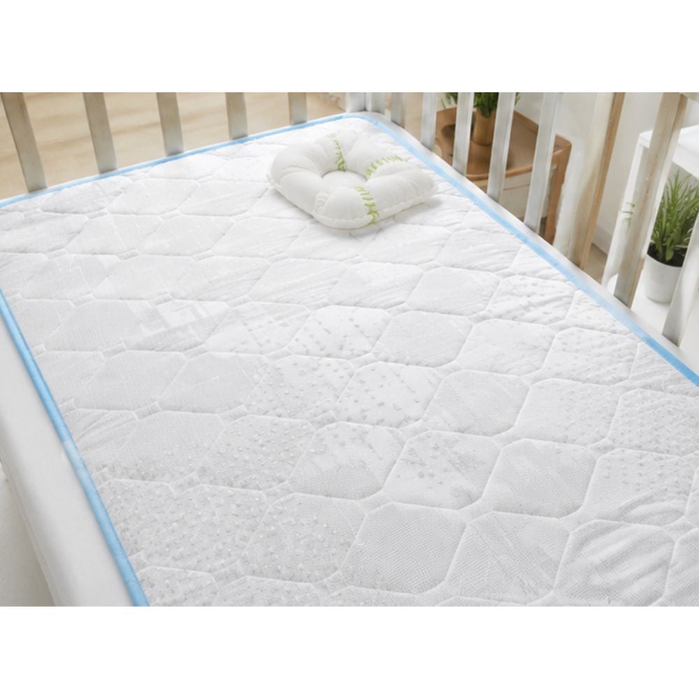 COLCHÓN PARA CUNA BEBE DETALLES CELESTE CON ALMOHADA + PELOTITAS - 3