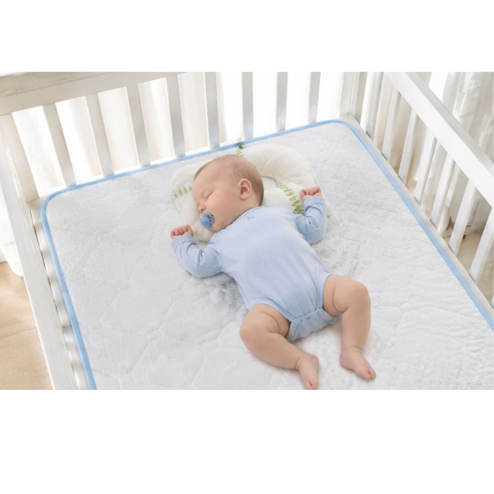 COLCHÓN PARA CUNA BEBE DETALLES CELESTE CON ALMOHADA + PELOTITAS - 4