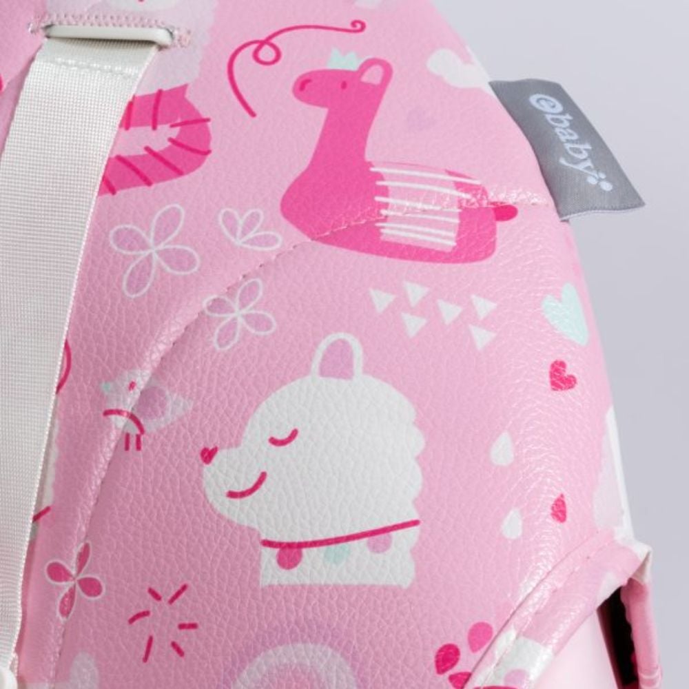 SILLA DE COMER EBABY LULU FUSCIA CON RUEDAS DOBLE BANDEJA - 2