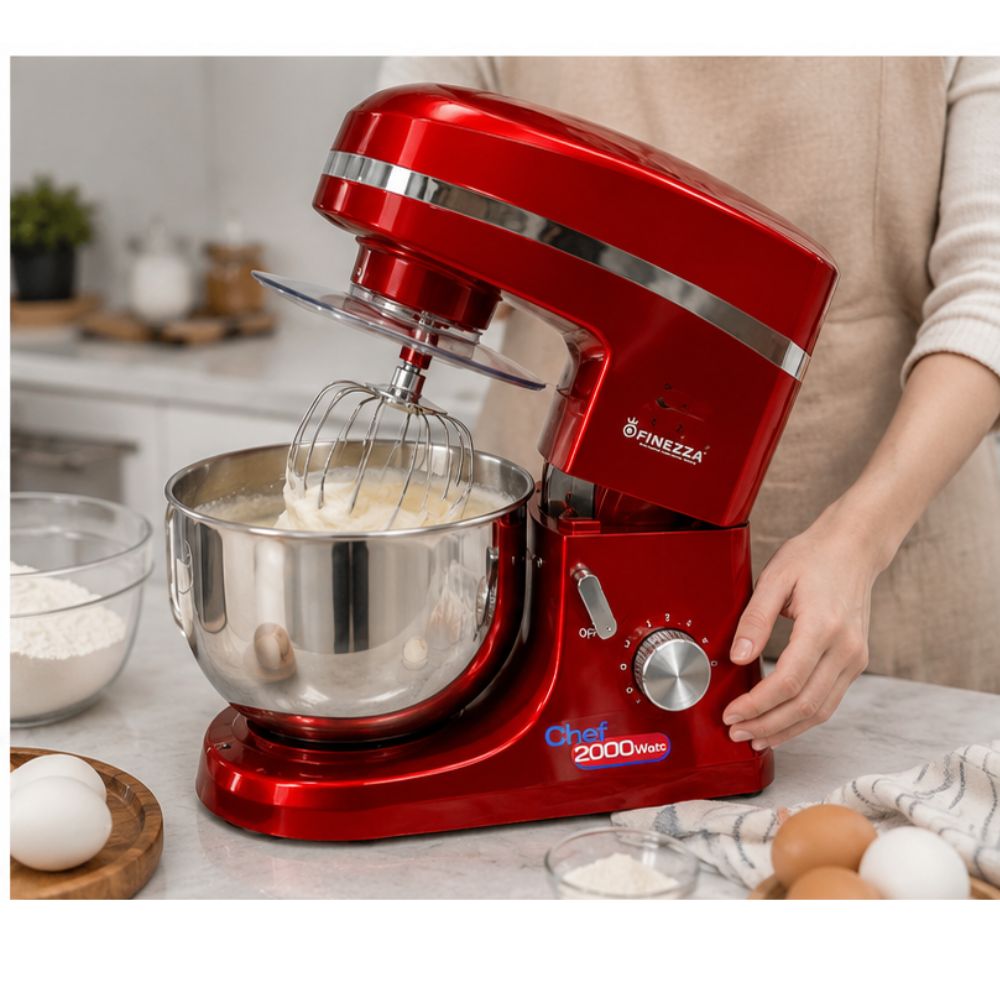 BATIDORA ROJA ORBITAL FINEZZA FZ 6818B  2000 W BOWL 5,5 LT, - 2