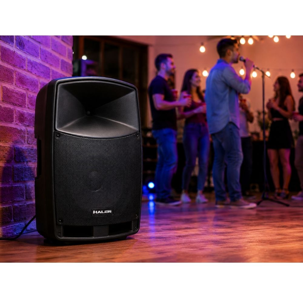 PARLANTE PORTATIL HALION PHA 12F 2000W PMPO 02 MICROFONOS - 5