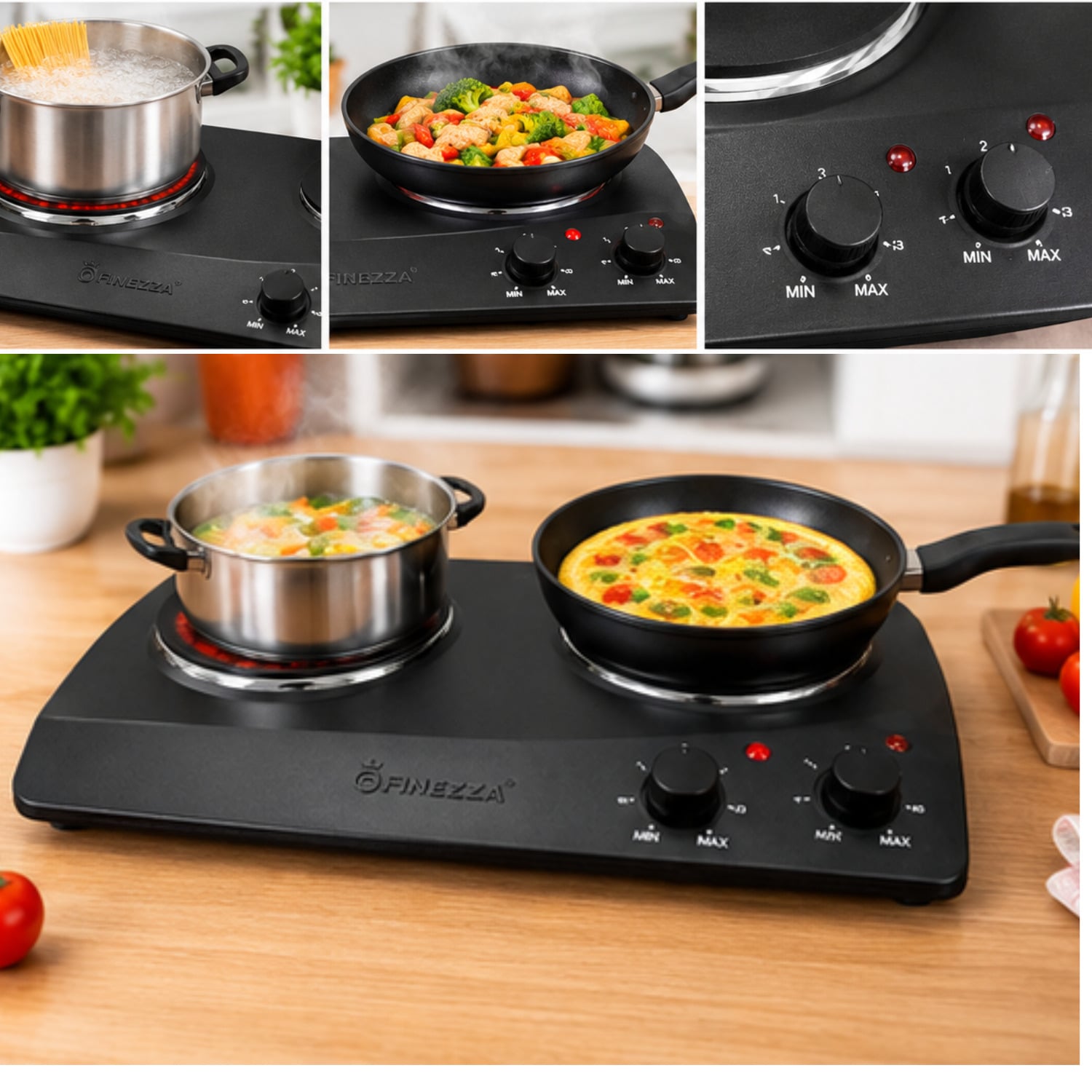 COCINA ELÉCTRICA FINEZZA FZ_203D3N 2 HORNILLAS NEGRO - 3