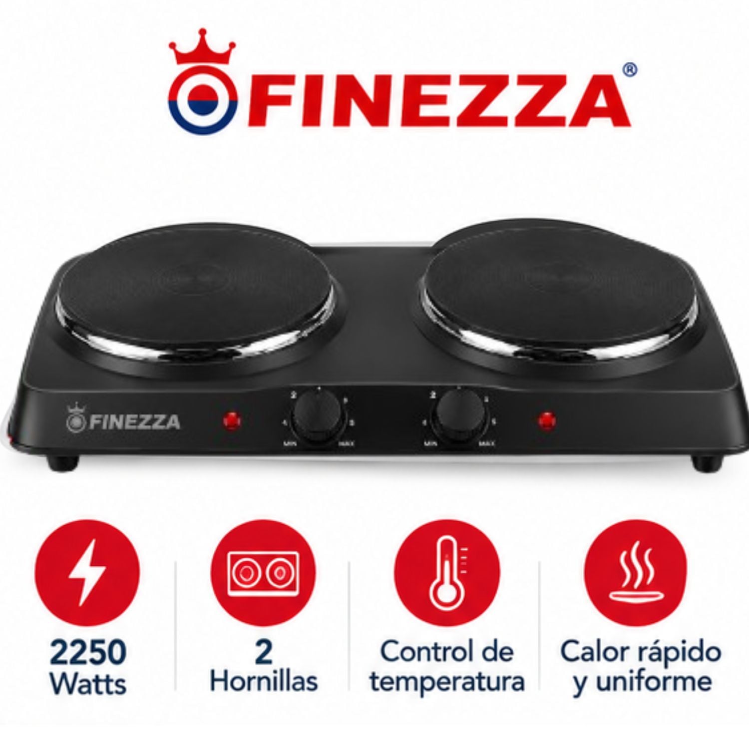 COCINA ELÉCTRICA FINEZZA FZ_204D4N 2 HORNILLAS NEGRO - 1