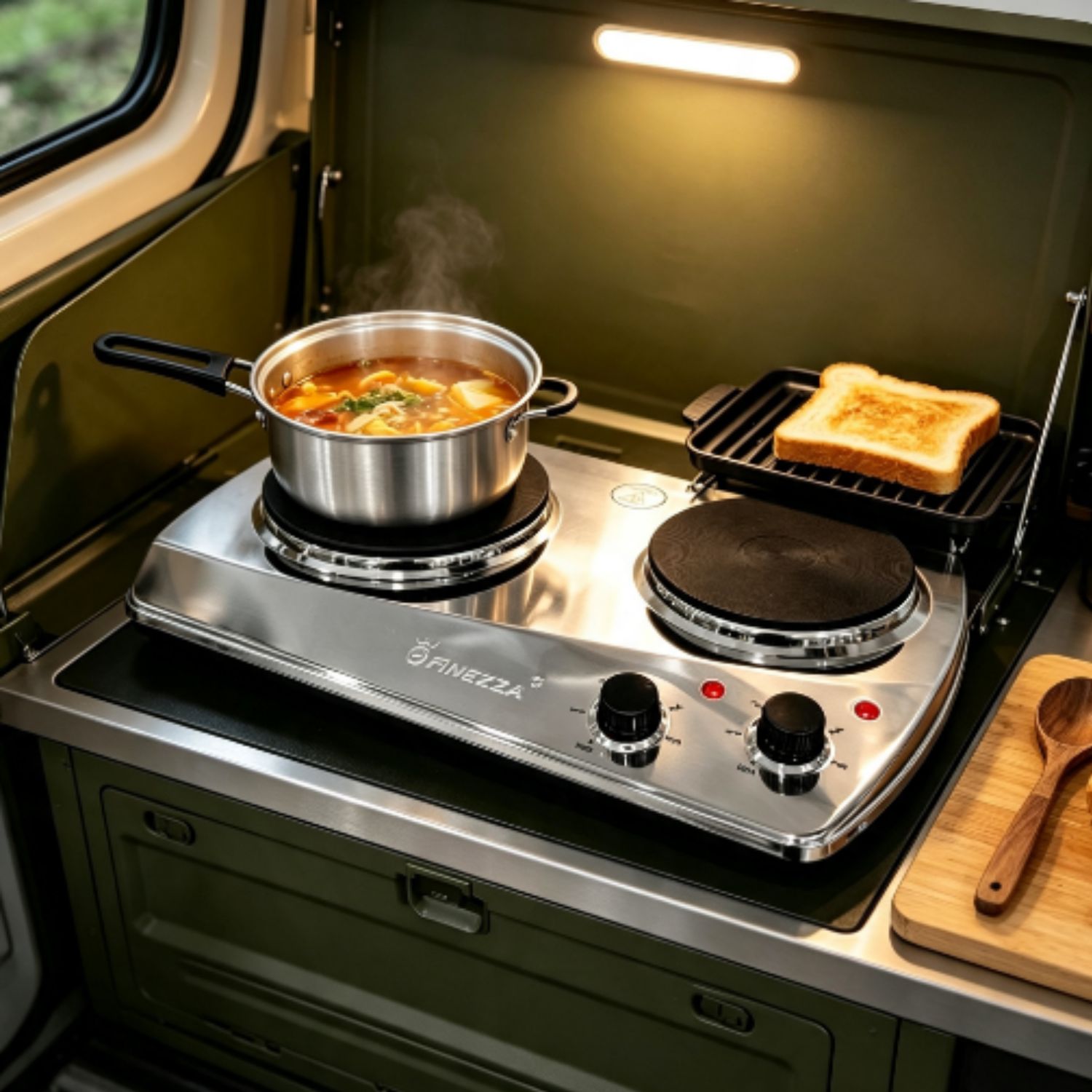 COCINA ELÉCTRICA FINEZZA FZ-203D3CH 2 HORNILLAS ACERO - 2