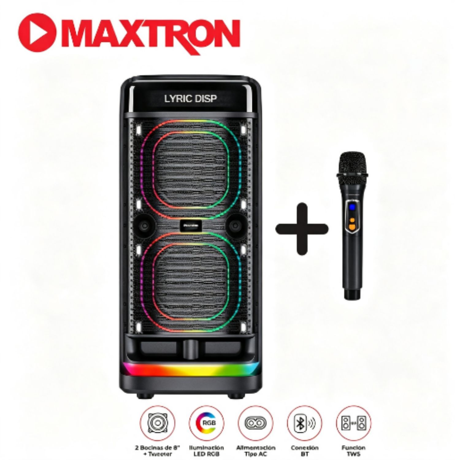 PARLANTE MAXTRON FREEDOM MX 802AC BT 2 BOCINAS DE 8” 01 MIC - 1