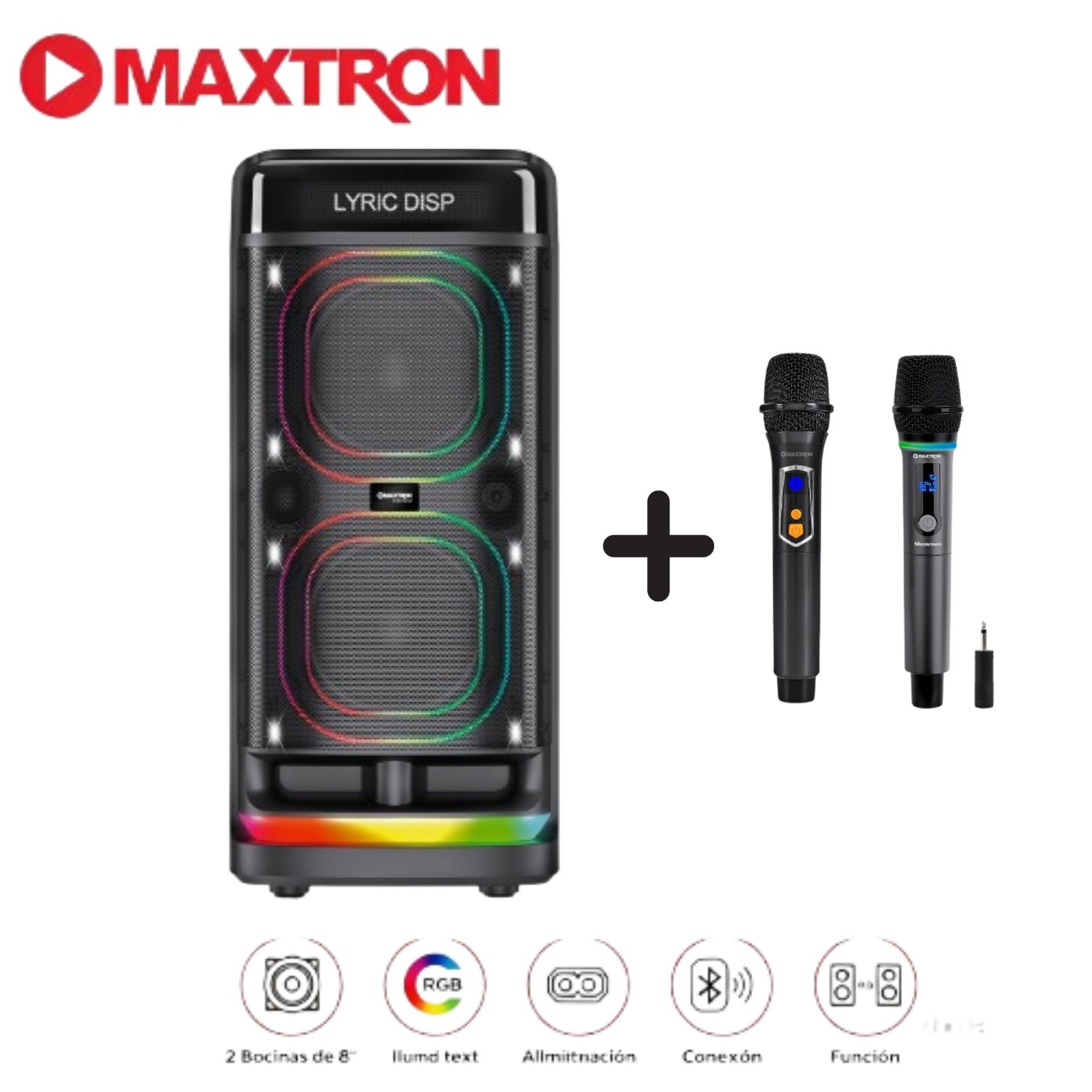 PARLANTE MAXTRON FREEDOM MX 802AC USB BT CON 02 MICROFONOS - 1