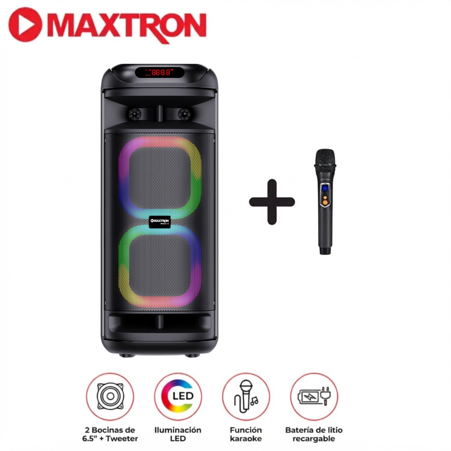 PARLANTE TORRE MAXTRON BECKER MX 601 USB BT 01 MICROFONO - 1