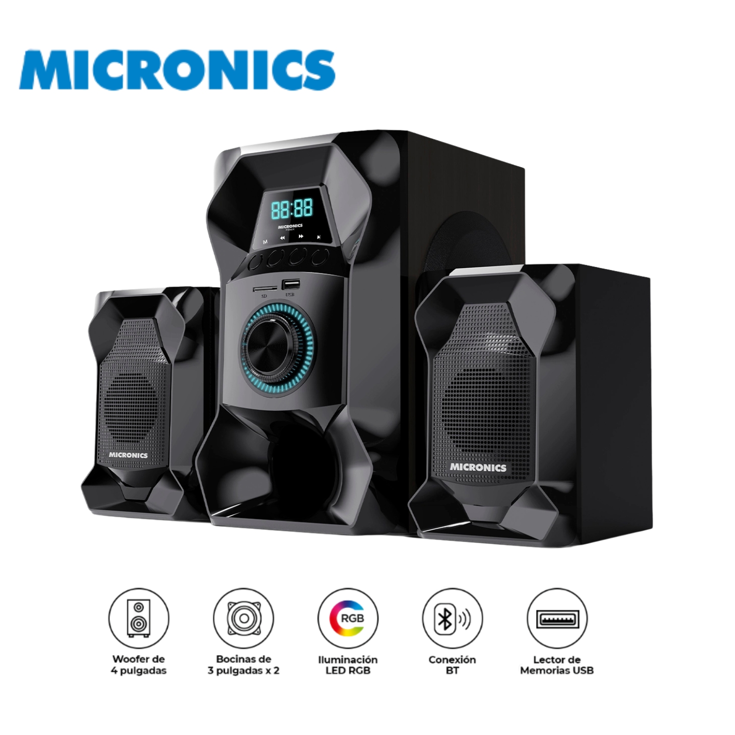 PARLANTE MICRONICS FENIX MIC-S7502BT 2.1 USB BLUETOOTH - 1