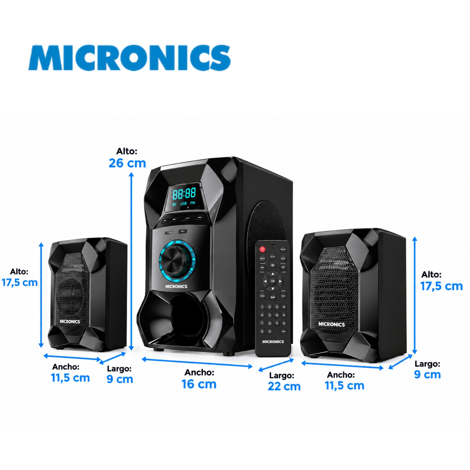 PARLANTE MICRONICS FENIX MIC-S7502BT 2.1 USB BLUETOOTH - 2