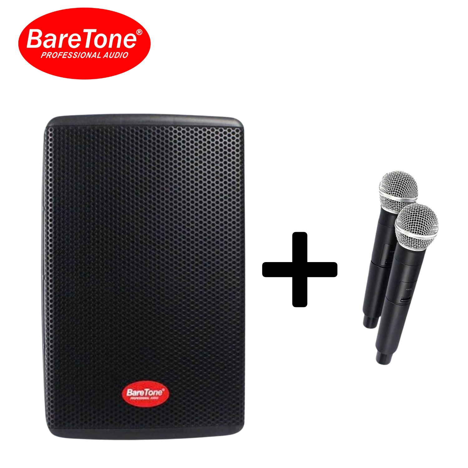 PARLANTE ACTIVO BARETONE MAX-10HE 10' 150W CON 2 MICRÓFONOS INALÁMBRICOS UHF Y BATERÍA - 1