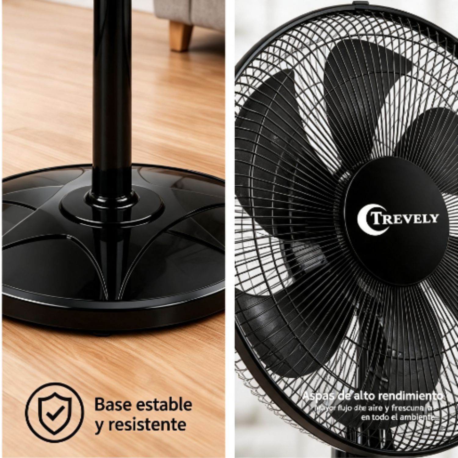 VENTILADOR DE PEDESTAL TREVELY VT 1880 18' 90 W TEMPORIZADOR NEGRO - 4