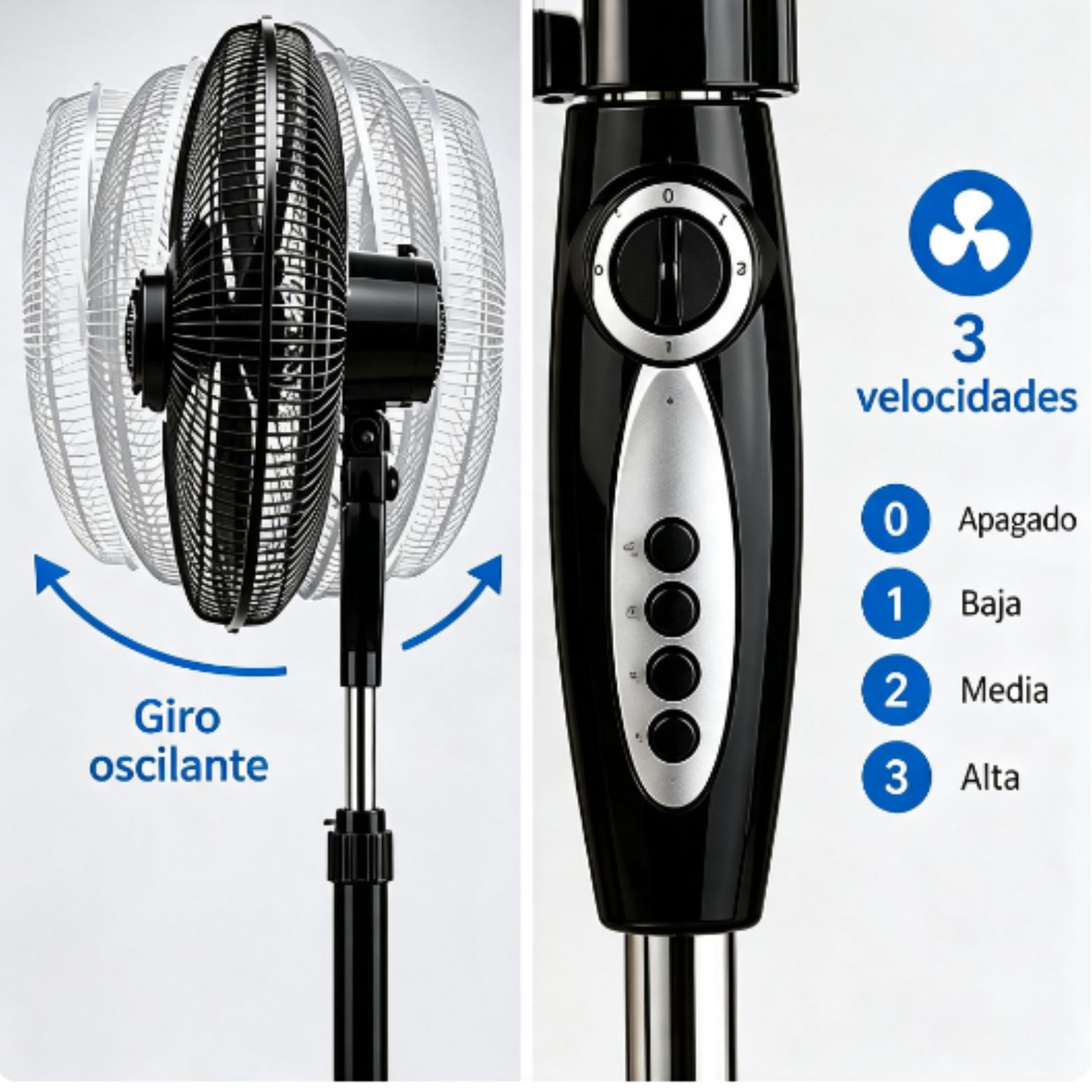 PACK 02 VENTILADORES DE PEDESTAL TREVELY VT 1880 18' 90 W TEMPORIZADOR NEGRO - 2