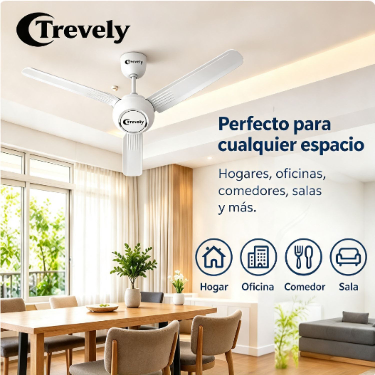 PACK 03 VENTILADORES DE TECHO TREVELY VT 5680 56 PULG, - 2