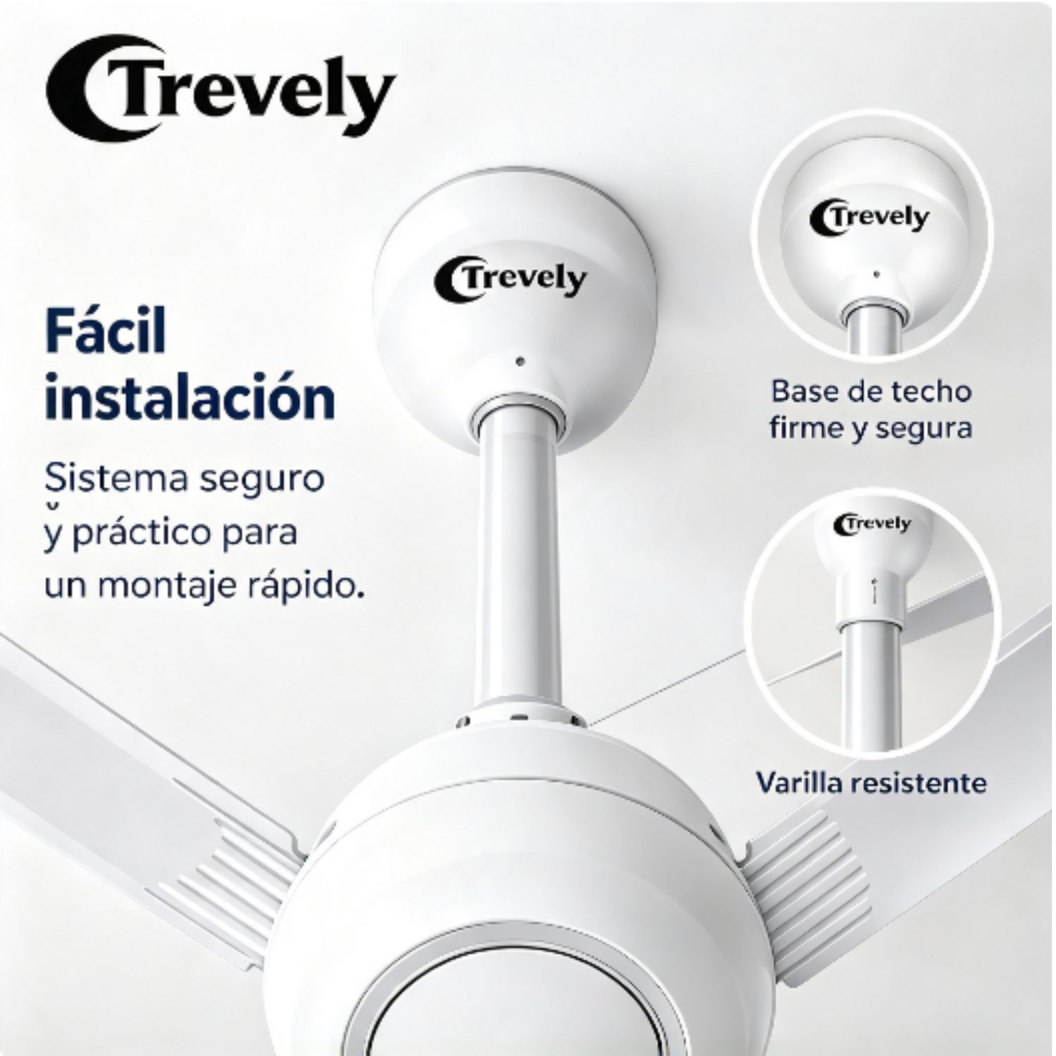 PACK 03 VENTILADORES DE TECHO TREVELY VT 5680 56 PULG, - 3