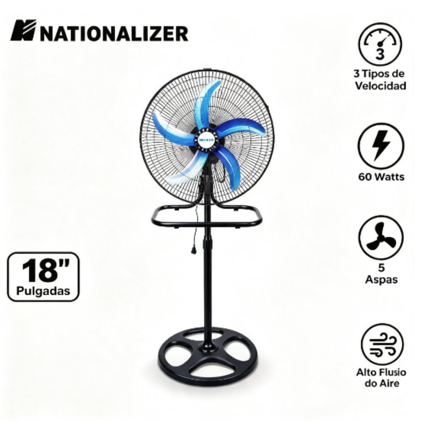 VENTILADORES 3 EN 1 NATIONALIZER NNA 45MPT 60 WATTS PLATEADO - 1
