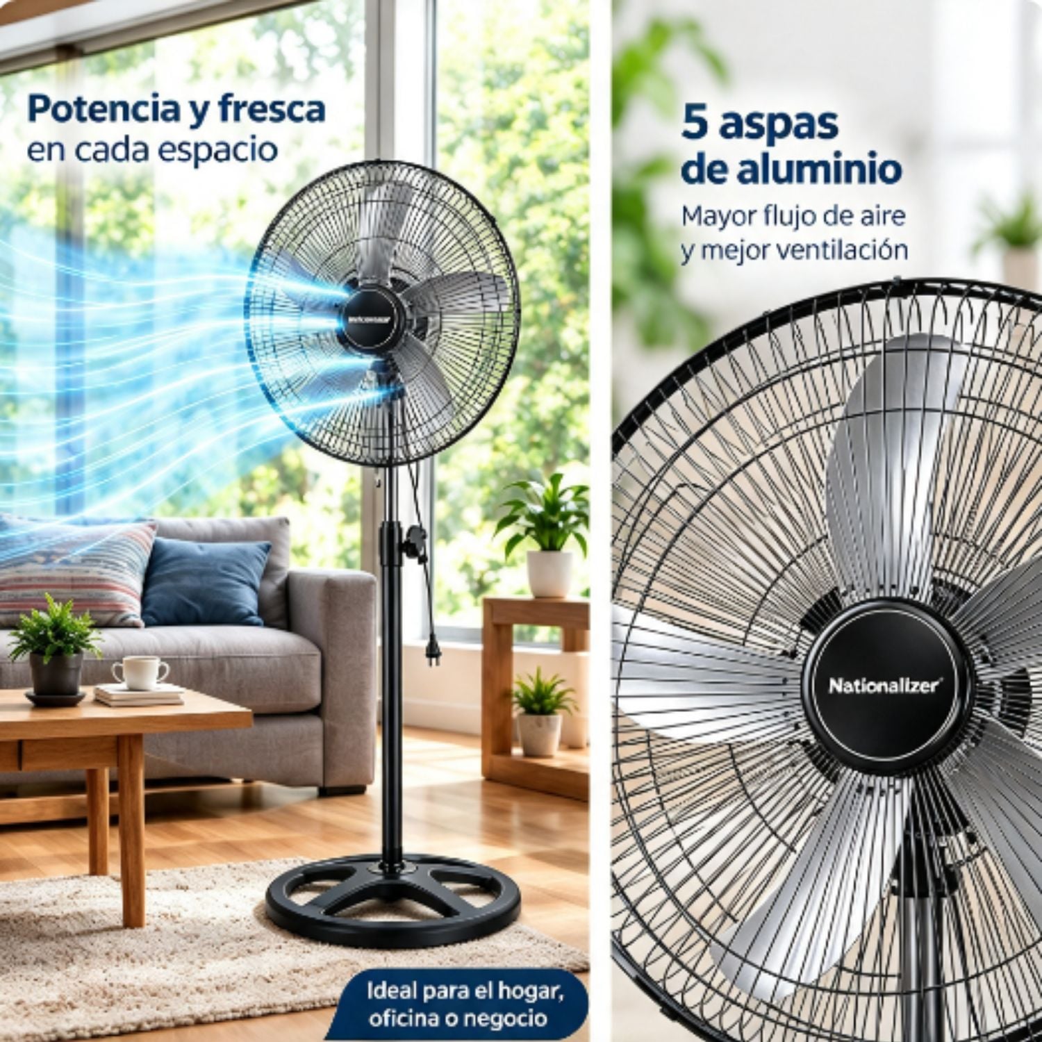 PACK 02 VENTILADORES 3 EN 1 NATIONALIZER NNA 45MPT 60 WATTS PLATEADO - 4