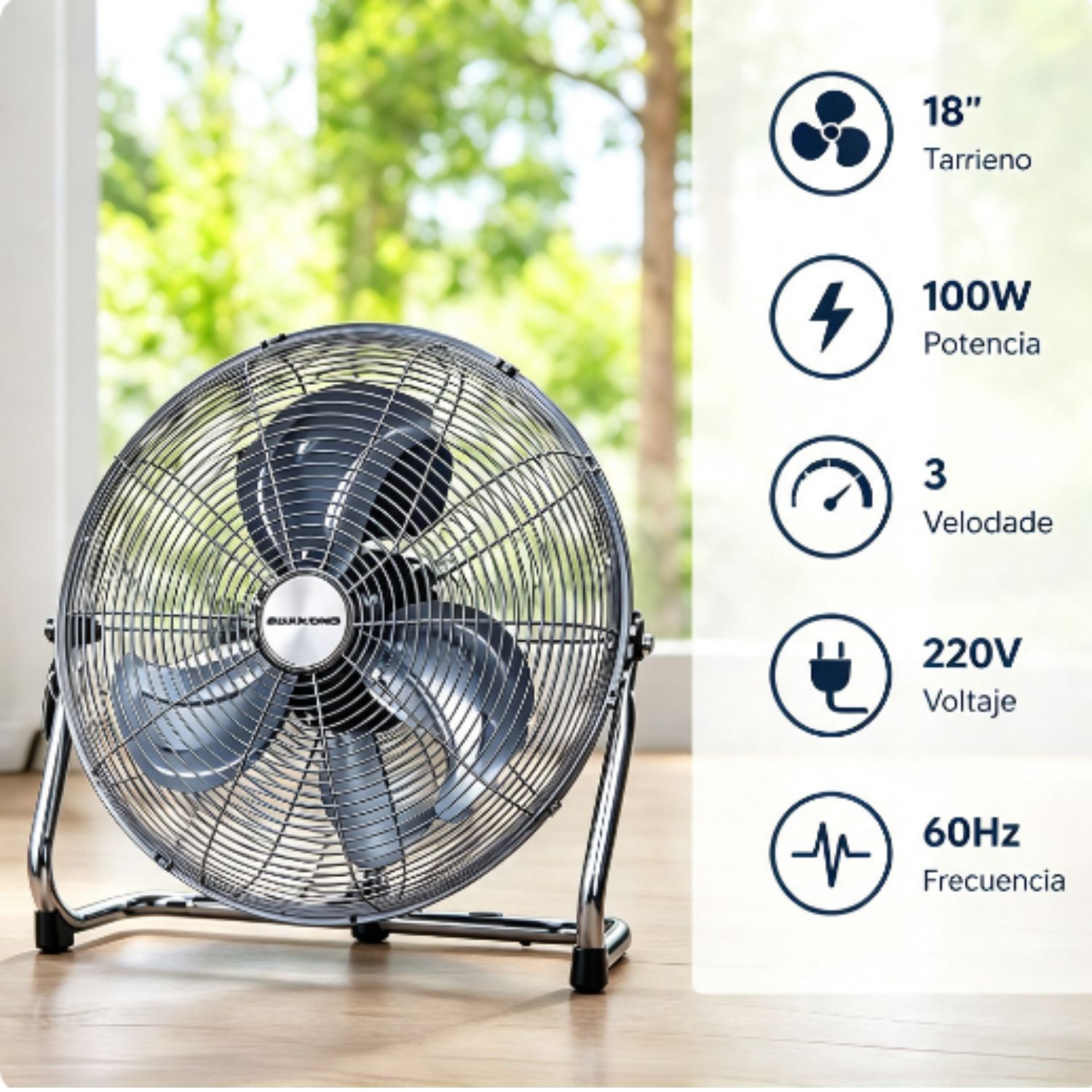 VENTILADOR DE PISO NATIONALIZER NN FE 45 100 WATTS 18 PULG, SILVER - 2