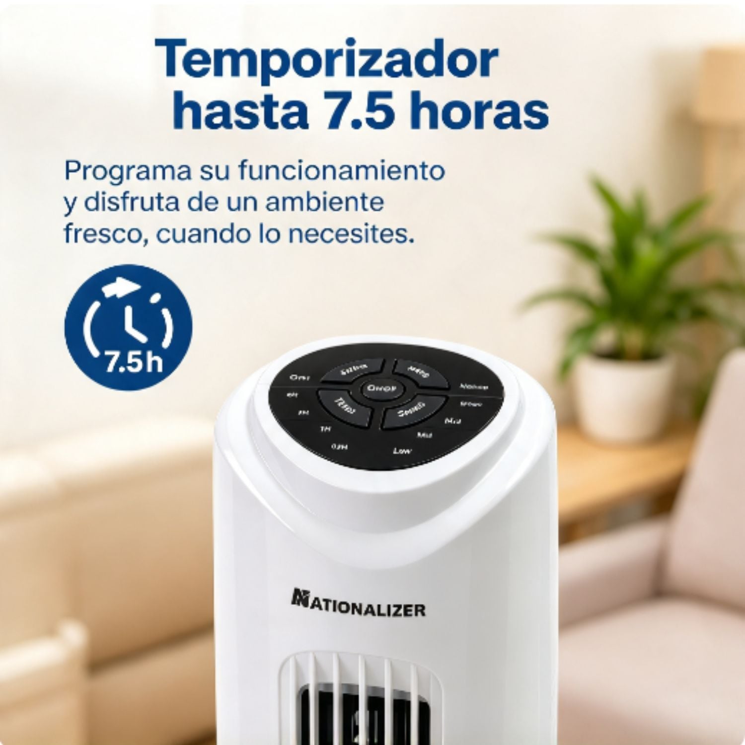 VENTILADOR TORRE NATIONALIZER TF80AR CON CONTROL REMOTO 80CM ALTO 45 WATTS BLANCO - 4