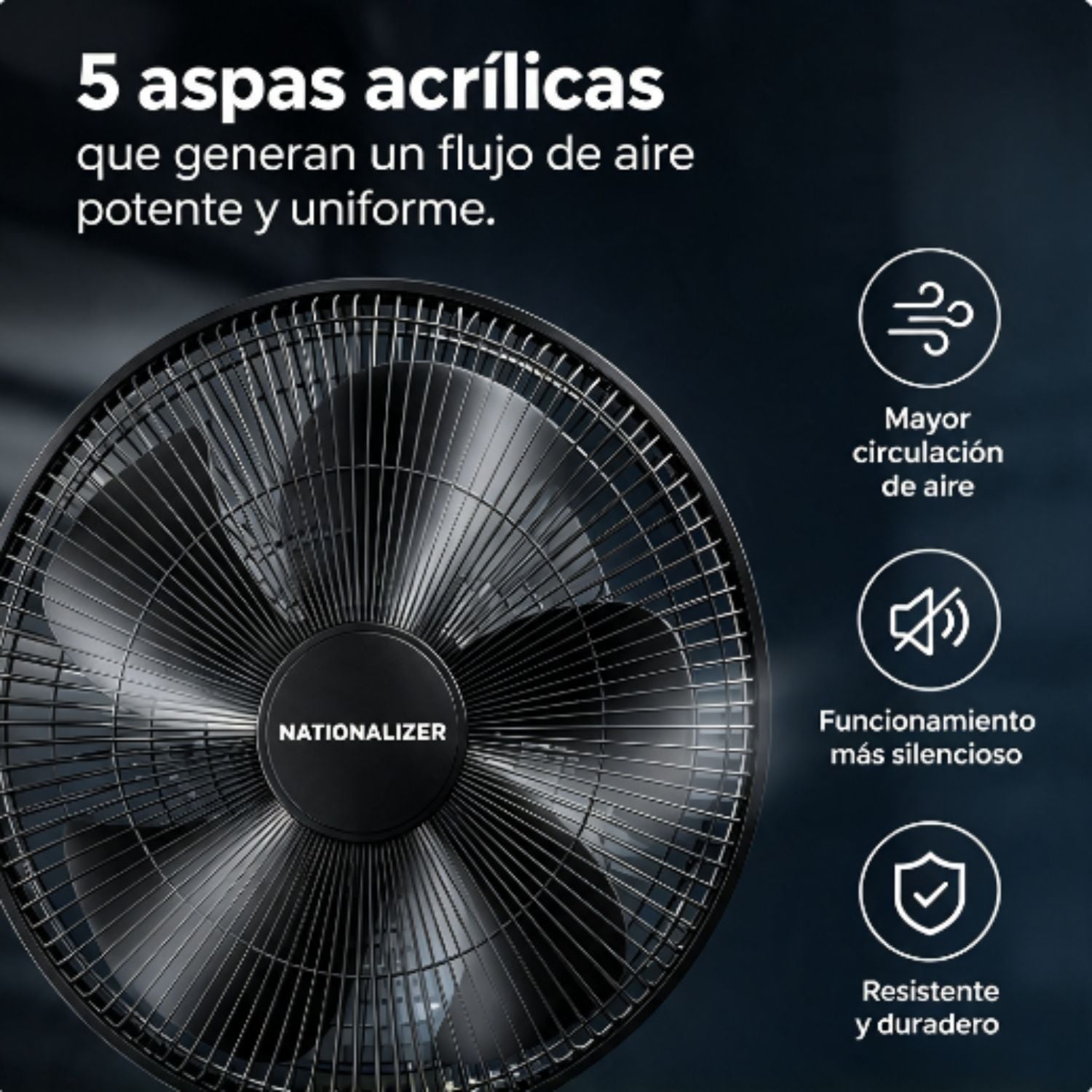 VENTILADOR PARED NEGRO NATIONALIZER NN-FW40826 55 WATTS - 2