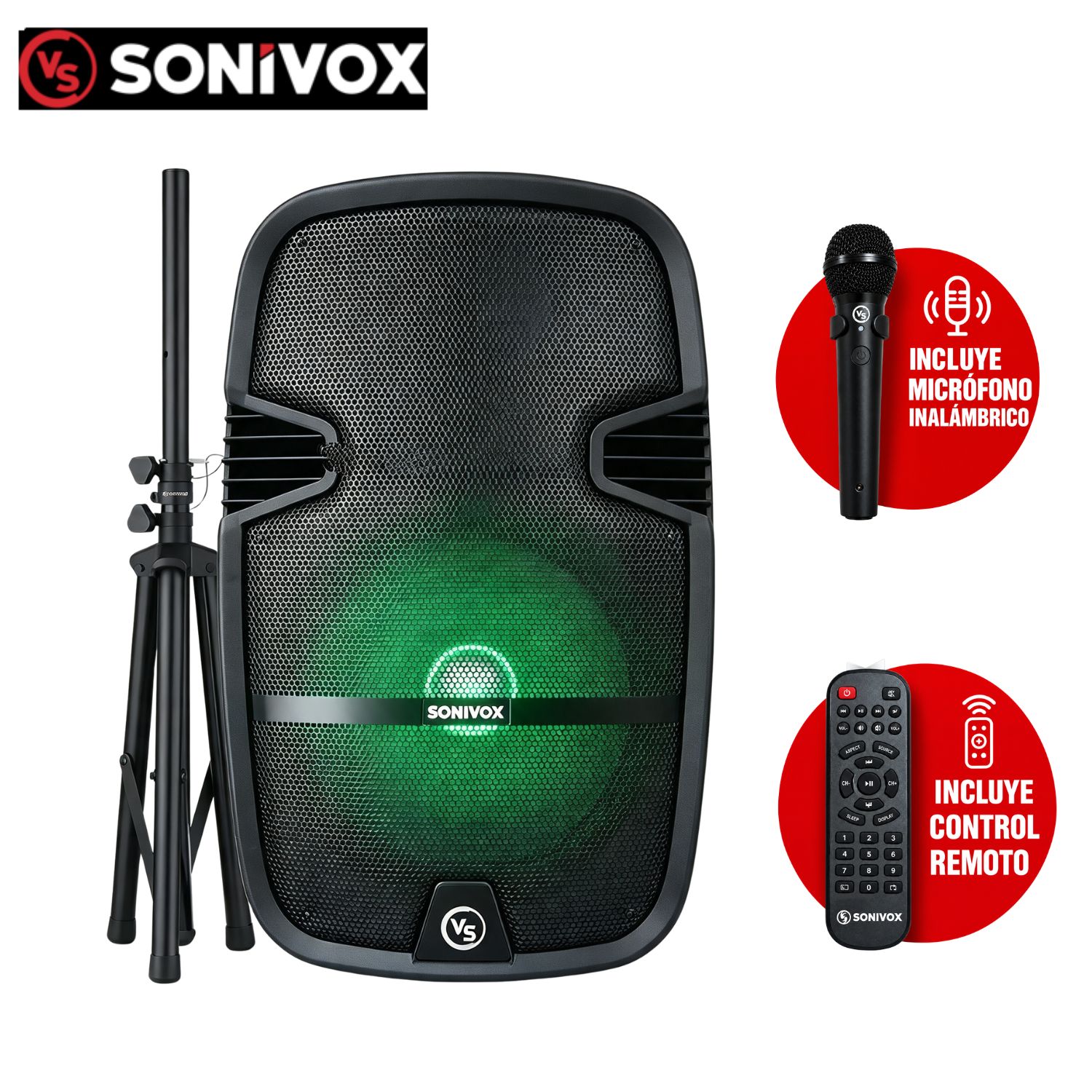 PROMO PARLANTE SONIVOX 2285MIR 12' 01 MICRO + SOPORTE - 1