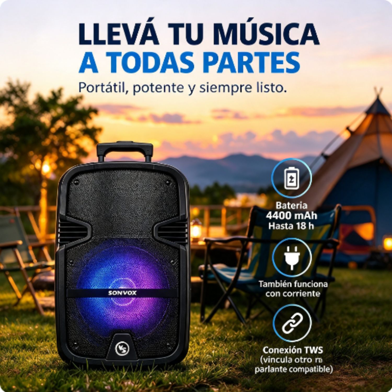 PROMO PARLANTE SONIVOX 2285MIR 12' 01 MICRO + SOPORTE - 4
