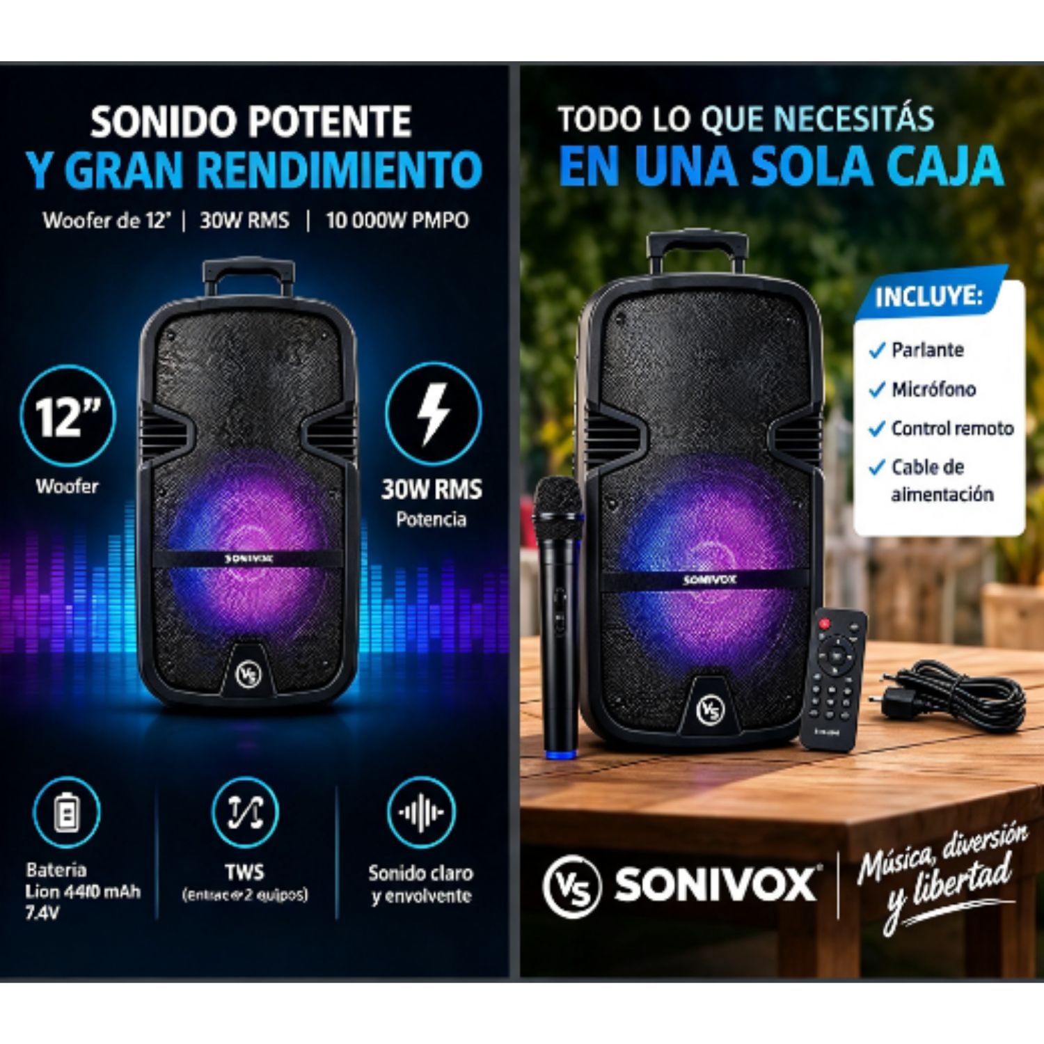 PROMO PARLANTE SONIVOX 2285MIR 12' 01 MICRO + SOPORTE - 5