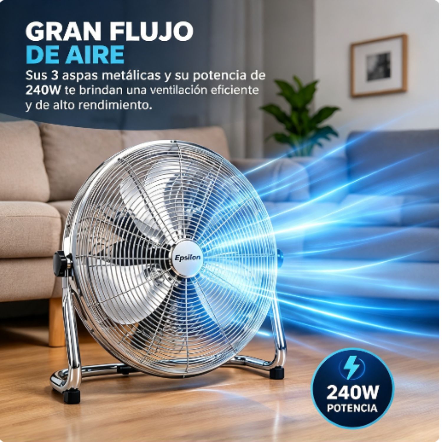 VENTILADOR DE PISO EVOLUTION FLOOR-2 DE 20' CON CONTROL METAL - 2