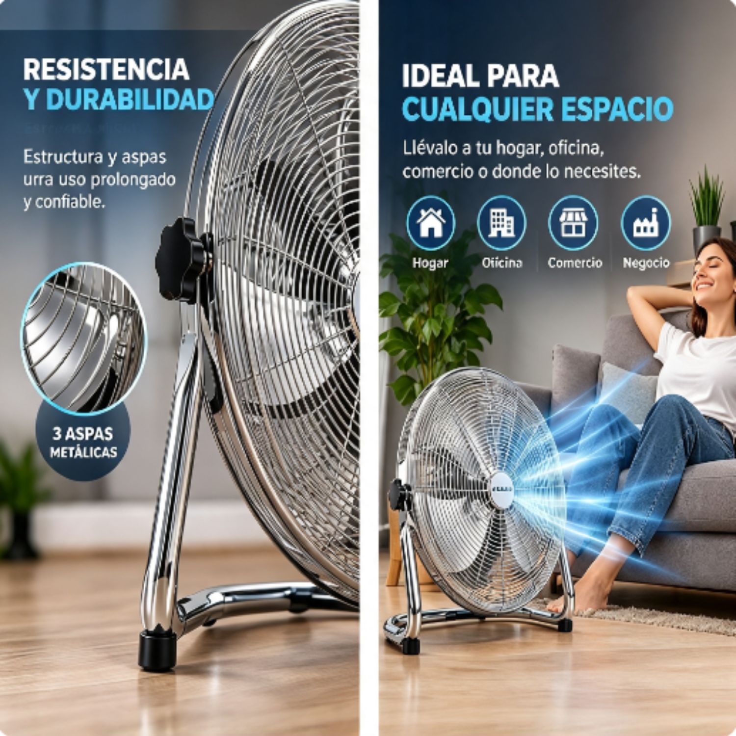 VENTILADOR DE PISO EVOLUTION FLOOR-2 DE 20' CON CONTROL METAL - 3