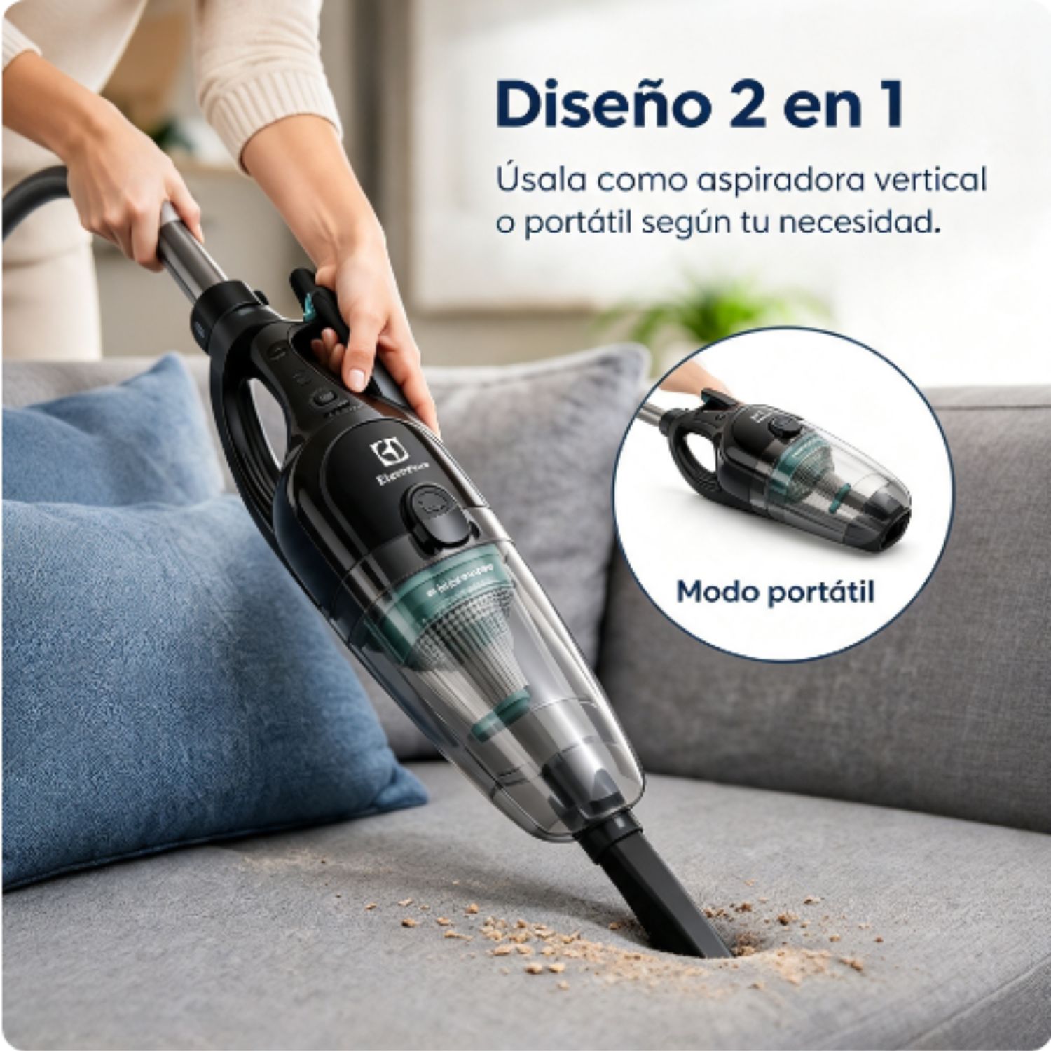 ASPIRADORA VERTICAL ELECTROLUX STK12 1000W 2 EN 1 SIN BOLSA CON FILTRO HEPA - 3
