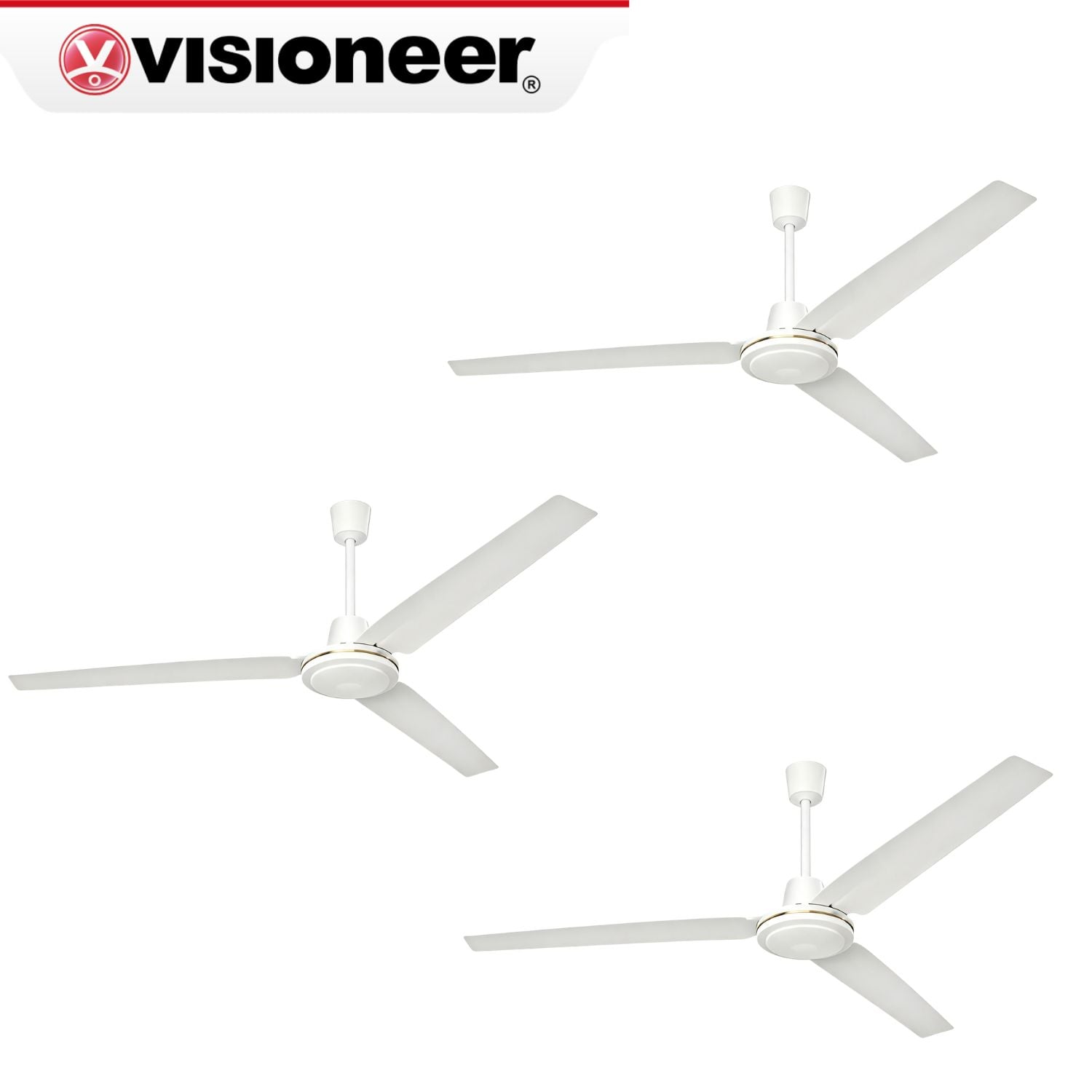 PACK 03 VENTILADORES DE TECHO VISIONEER PALETA 56' BLANCO 75W - 1