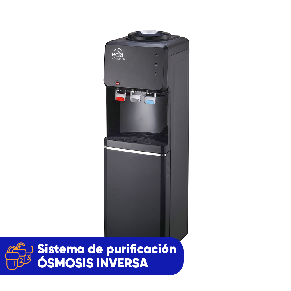 PURIFICADOR DISPENSADOR DE PEDESTAL OSMOSIS INVERSA EDEN ONYX NEGRO