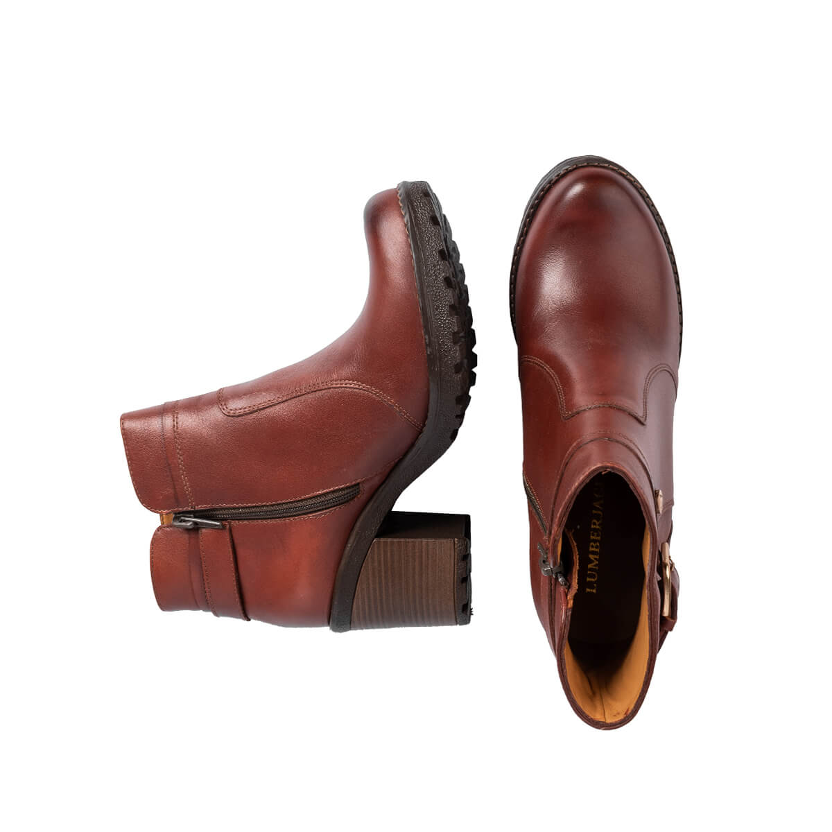 Ripley - BOTINES MUJER LUMBER JACK CUERO MARRÓN TACO 27184-BRIE
