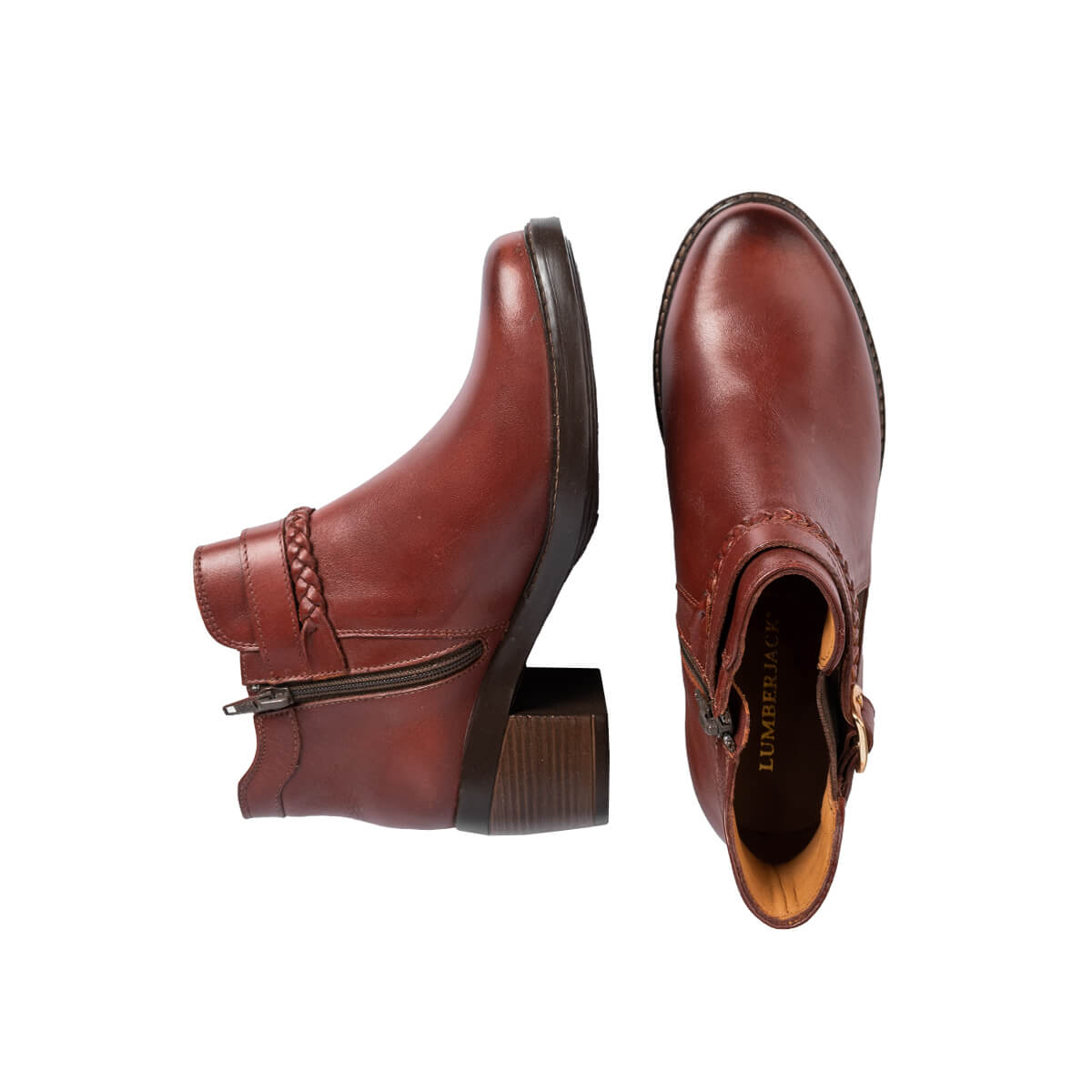 Ripley - BOTINES MUJER LUMBER JACK CUERO MARRÓN TACO 27188-DAN
