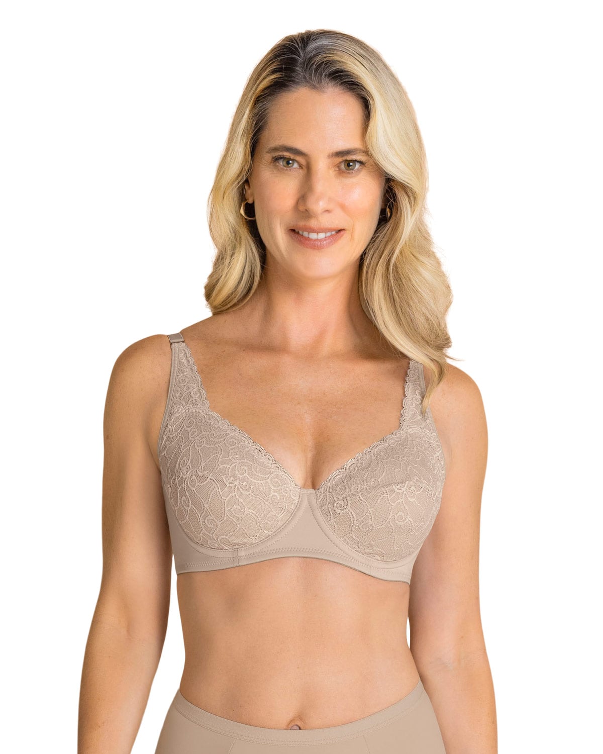 BRASIER TRIANGULAR COPAS EN ENCAJE Y ESPALDA EN TELA LISA - 1