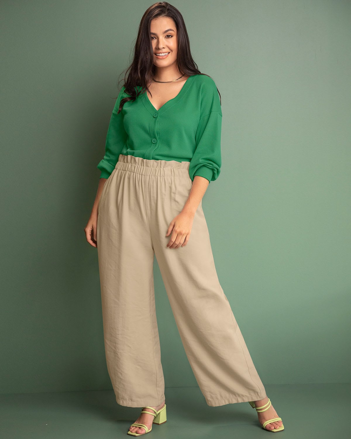 PANTALÓN BOTA ANCHA CON CINTURA ELÁSTICA - 5