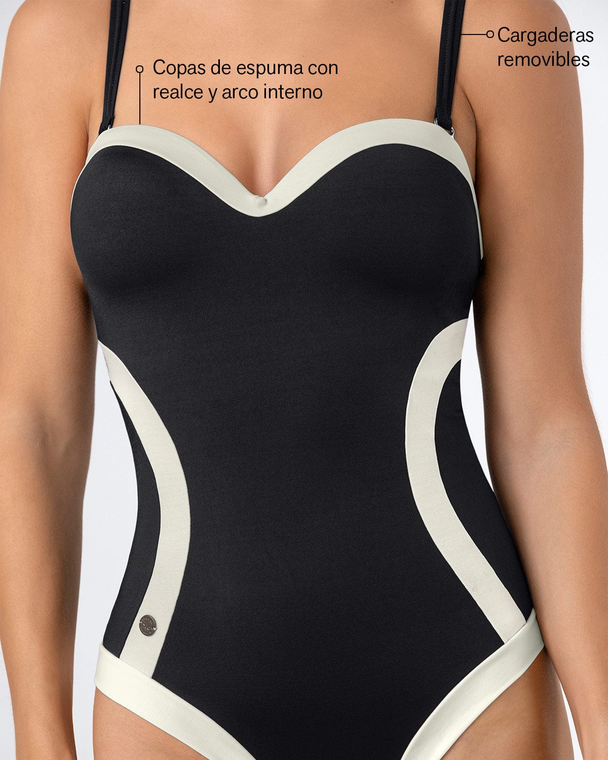 TRAJE DE BAÑO DE CONTROL CON CORTES EFECTO RELOJ DE ARENA - 3
