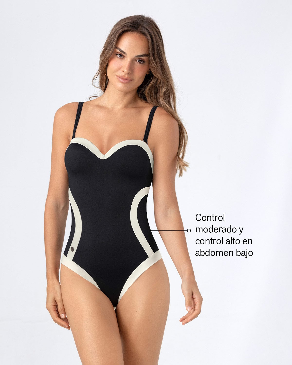 TRAJE DE BAÑO DE CONTROL CON CORTES EFECTO RELOJ DE ARENA - 4