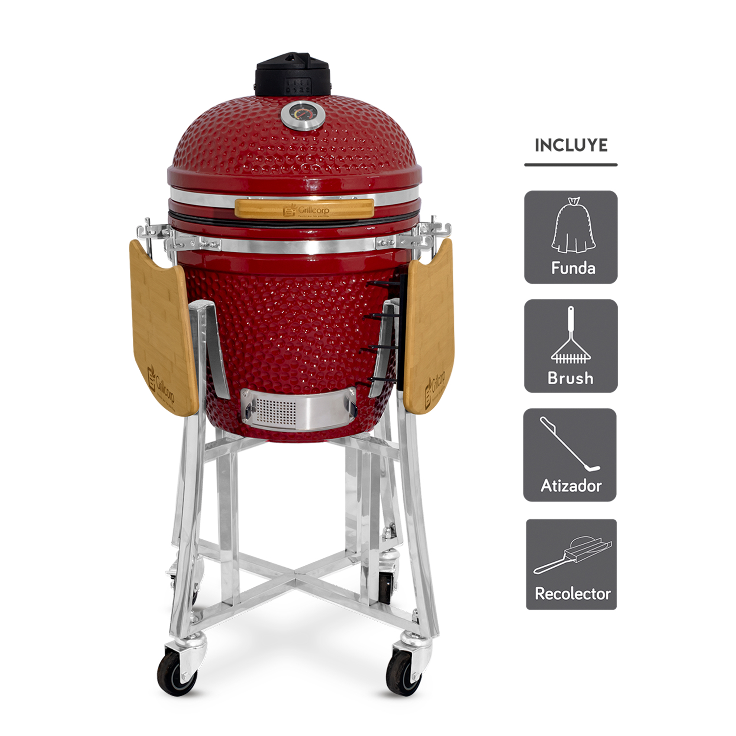 PARRILLA GRILLCORP ROJO KAMADO 18 18 PULGADAS - 1