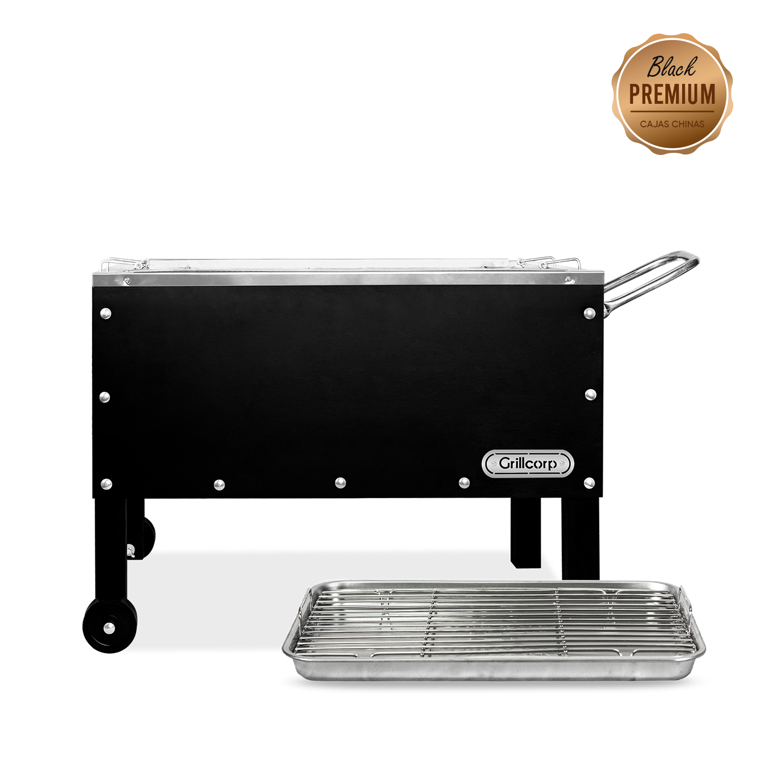 BANDEJA GRILLCORP MARRÓN CAJA CHINA MEDIANA PREMIUM INOXIDABLES 70X40X55 CM - 1