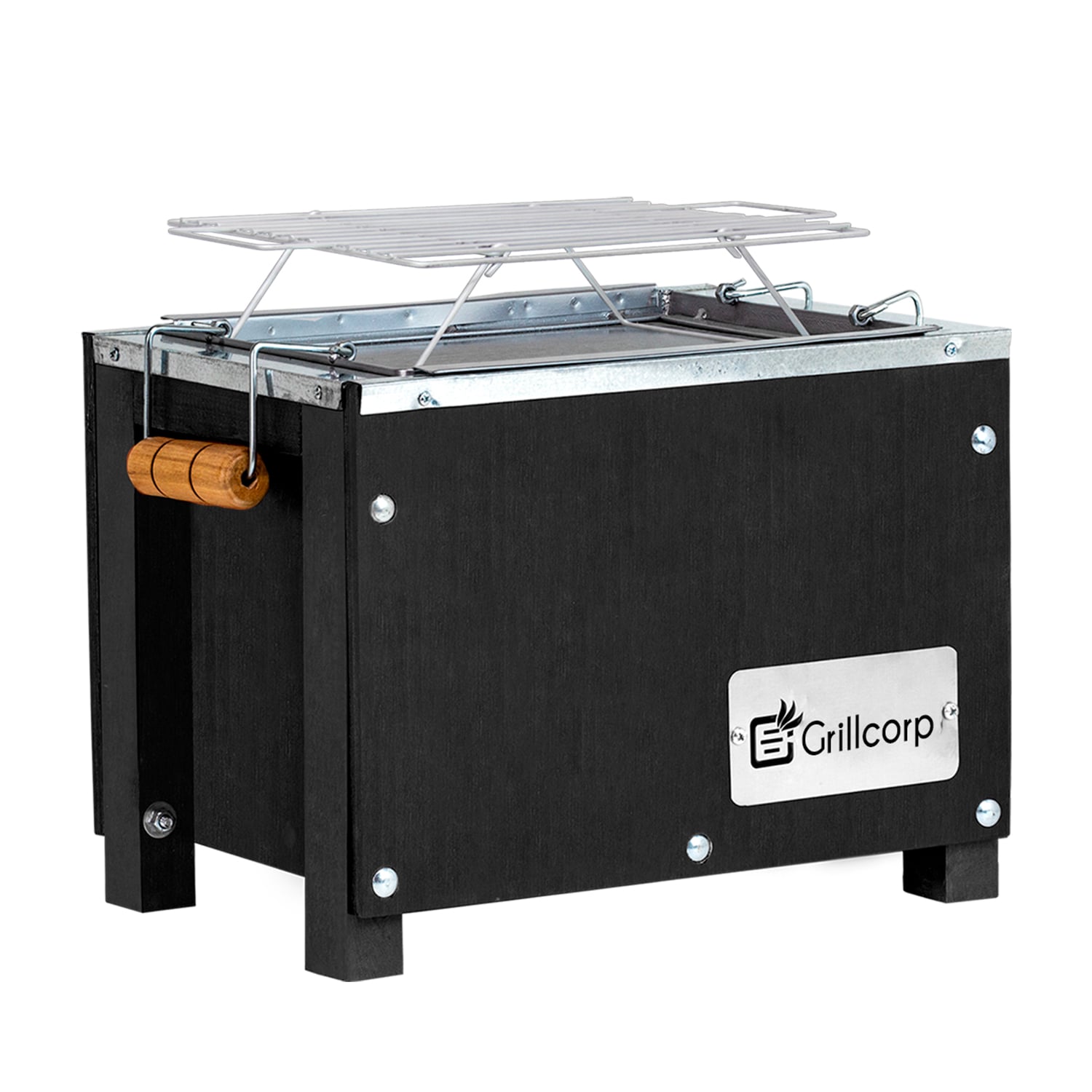 GRILLCORP CAJA CHINA MINI INOXIDABLE BLACK + PARRILLA DE VARILLAS NIQUELADAS 40X30X30 CM - 2