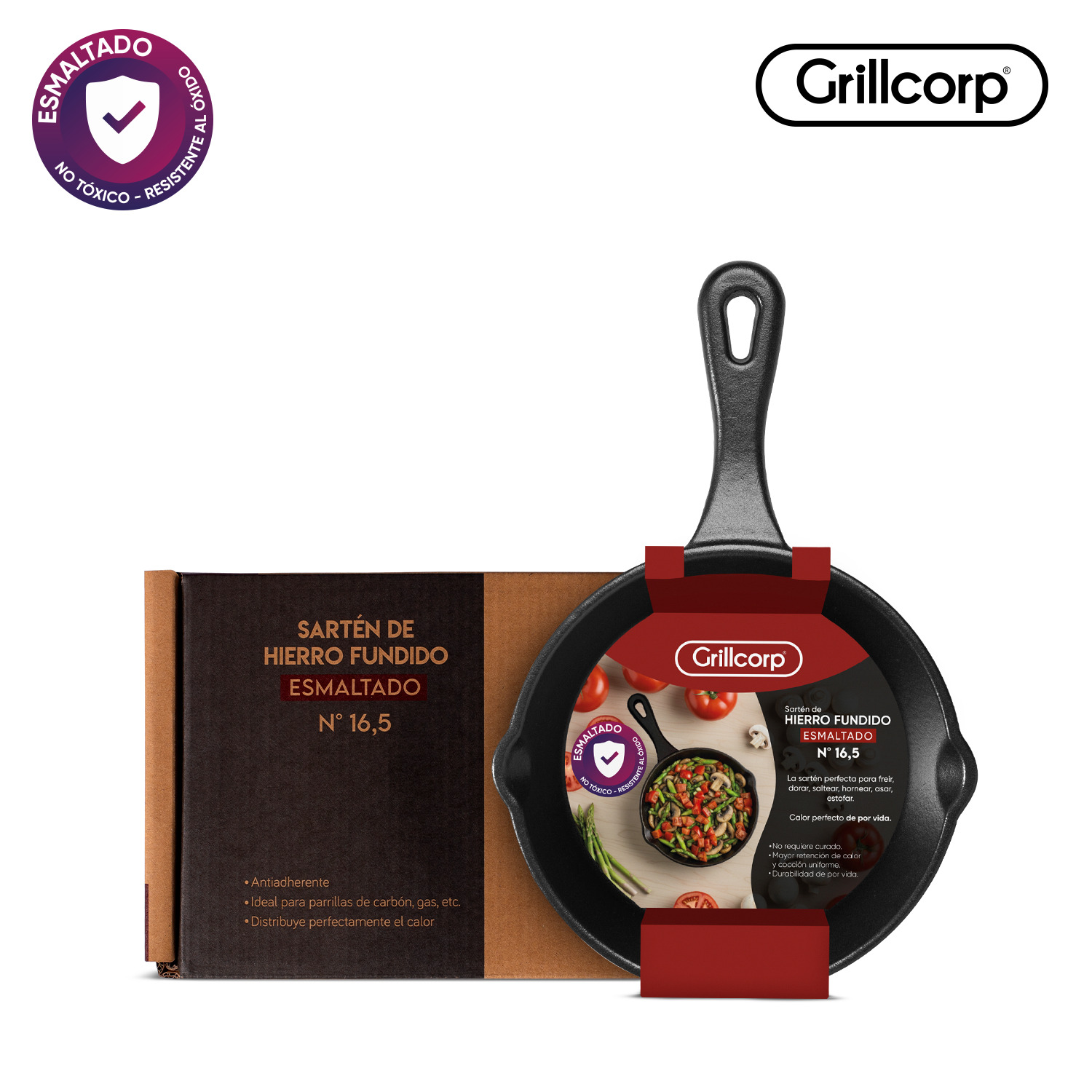 SARTÉN GRILLCORP N° 16.5 DE HIERRO FUNDIDO ESMALTADO - 1