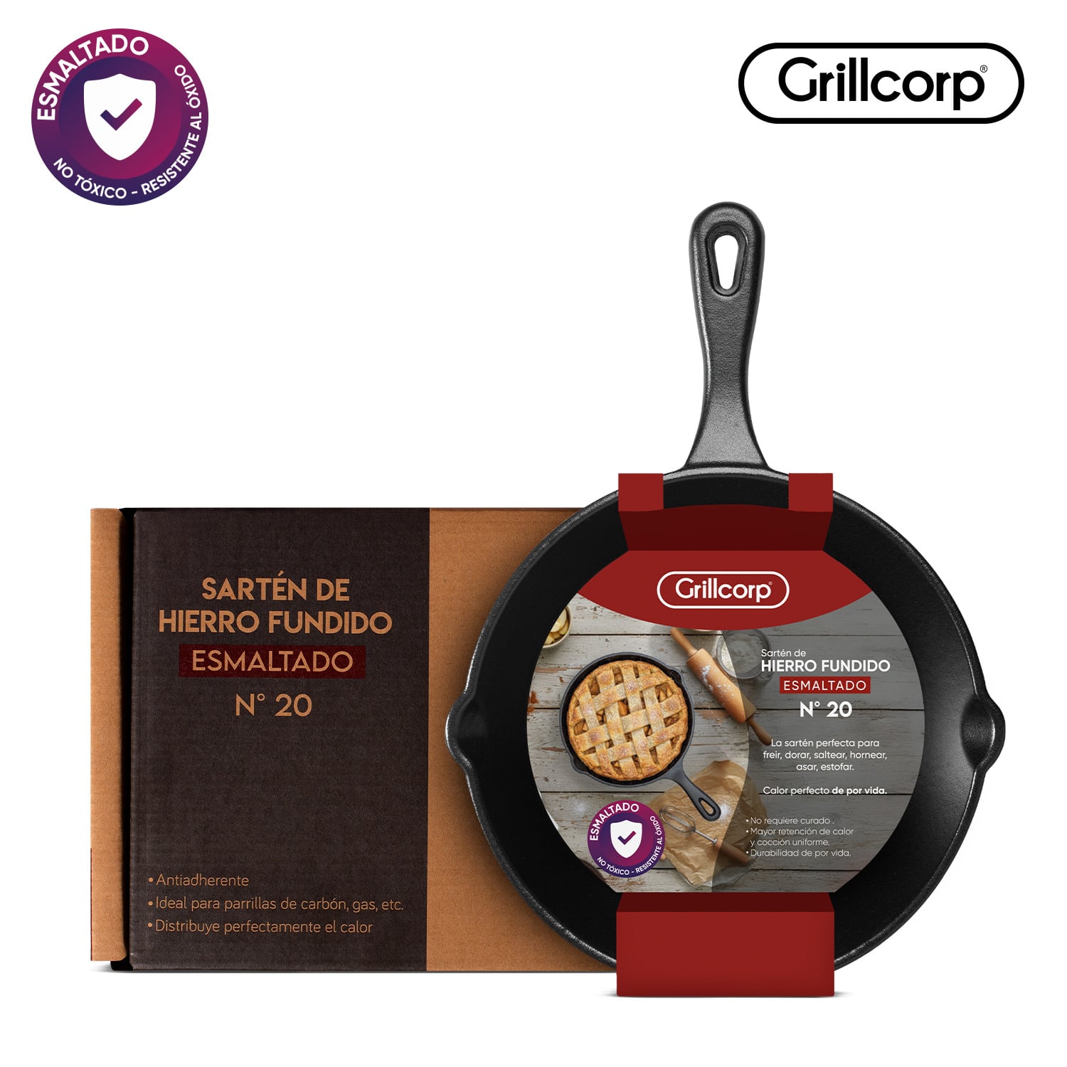 SARTÉN GRILLCORP N° 20 DE HIERRO FUNDIDO ESMALTADO - 1