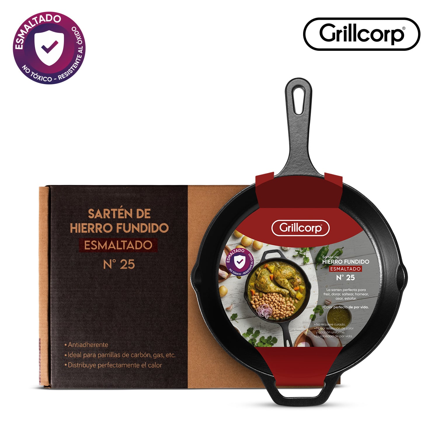 SARTÉN GRILLCORP N° 25 DE HIERRO FUNDIDO ESMALTADO - 1